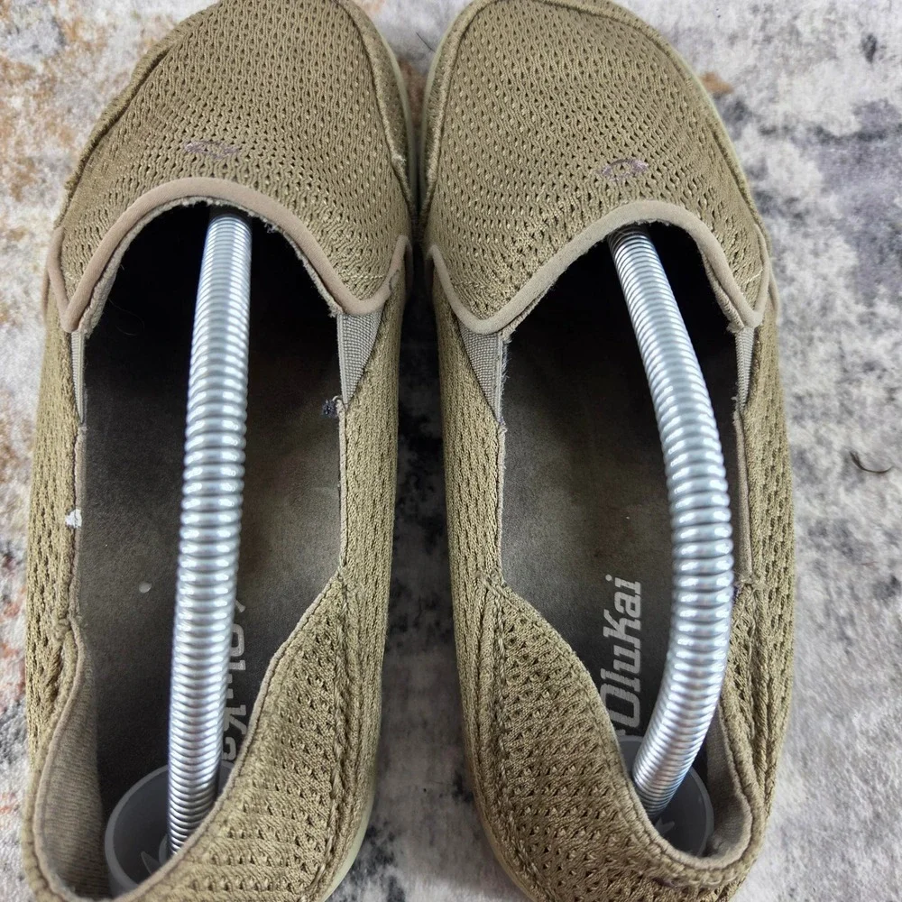 OluKai Shoes Nohea Mesh Men 9.5 Brown Slip On Drop Heel Loafer Casual Resortwear